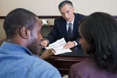Client meeting with Stephen Civardi, personal injury attorney